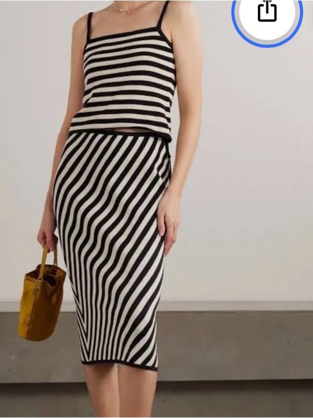 Posse Black and White Striped Midi Skirt